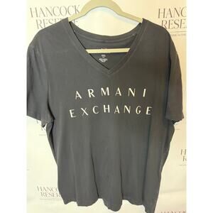 Armani Exchange Men’s XXL Slim V-Neck T-Shirt Charcoal Logo Tee